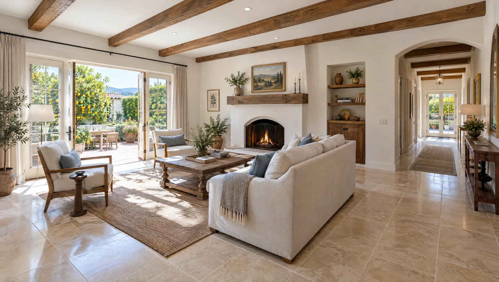 Single-story Spanish ranch home in Camarillo with tile floors