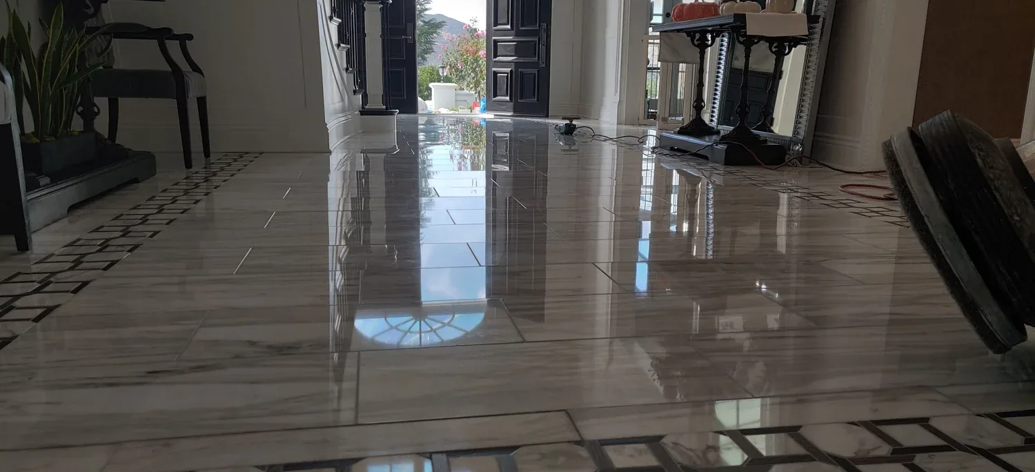 Stone floor brought back to a high polish